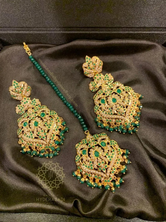Saboor Ali Green Tika Earring Combo