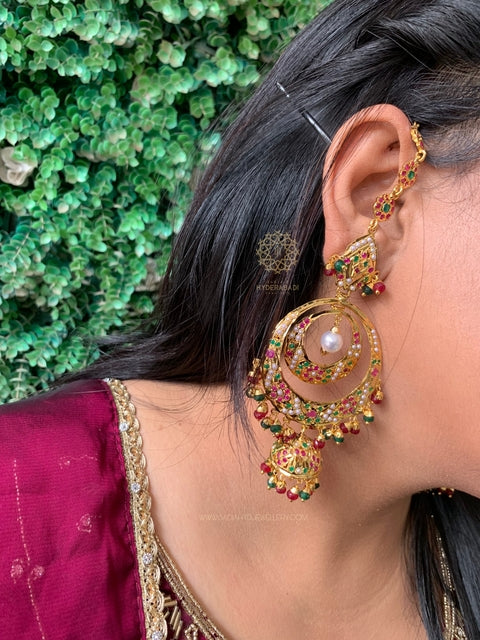 Sahira Red Green Jadau Jhumki