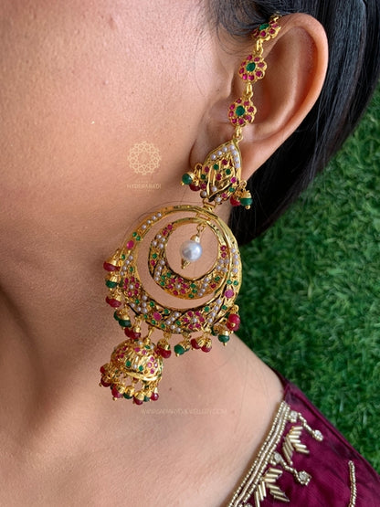 Sahira Red Green Jadau Jhumki