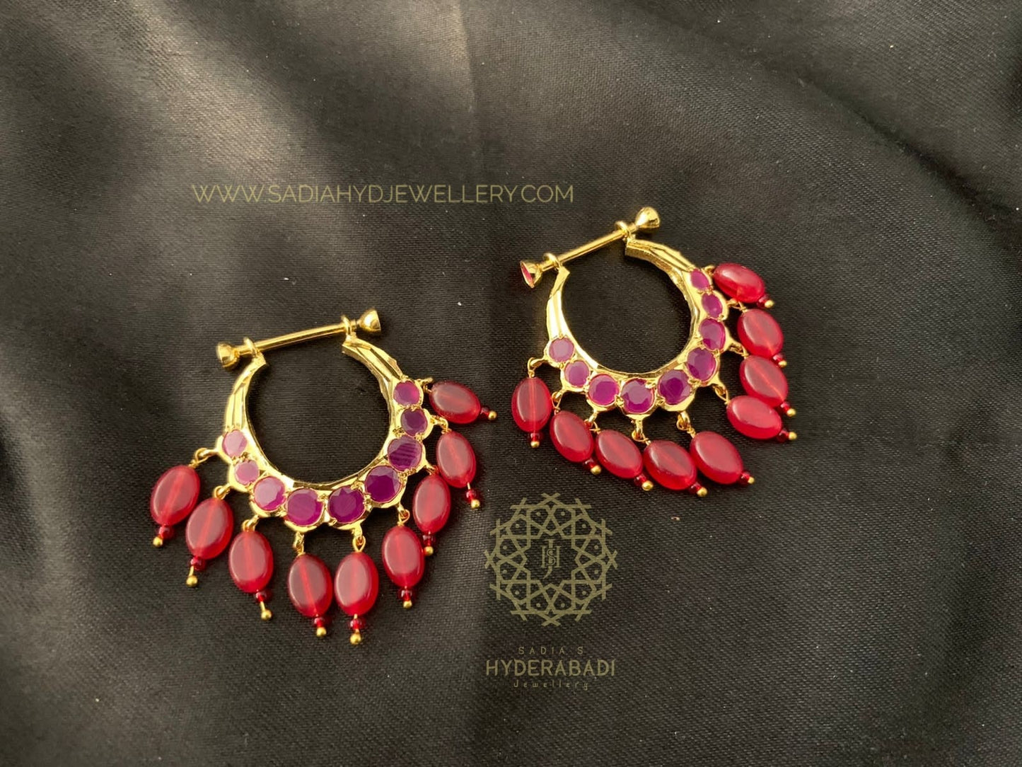 Sania Red Chandbali