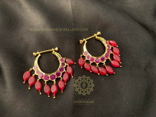 Sania Red Chandbali