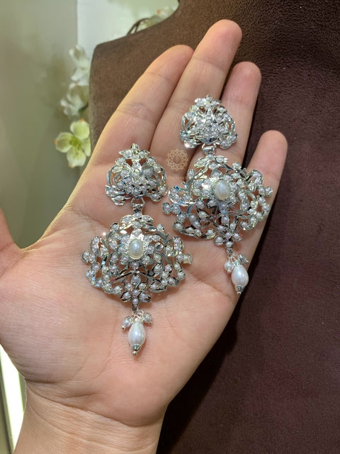 Varsha White Silver Plated Earring