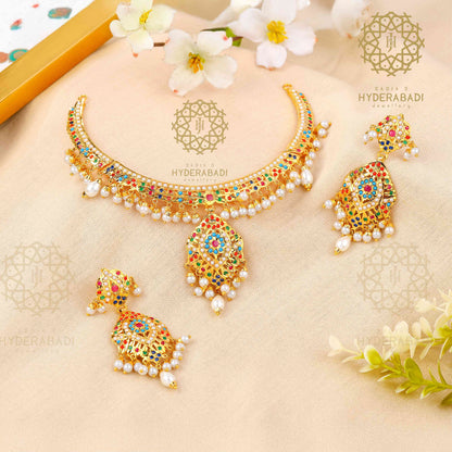 Shahana Multicolored Jadau Necklace Set