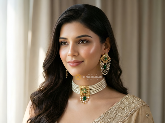 Shaheen Green White Square Guluband Set