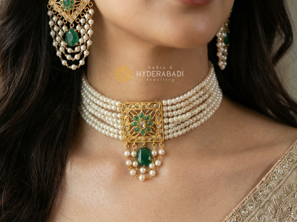 Shaheen Green White Square Guluband Set