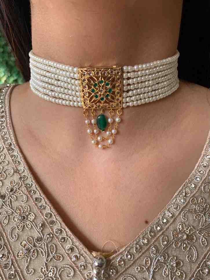 Shaheen Green White Square Guluband Set