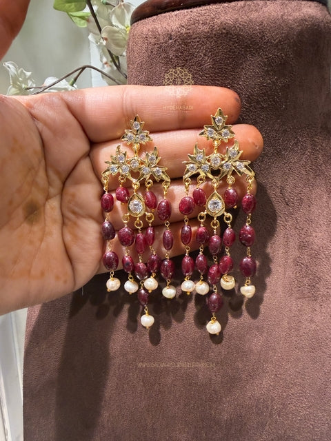 Sumana Real Ruby Real Pearl Earring