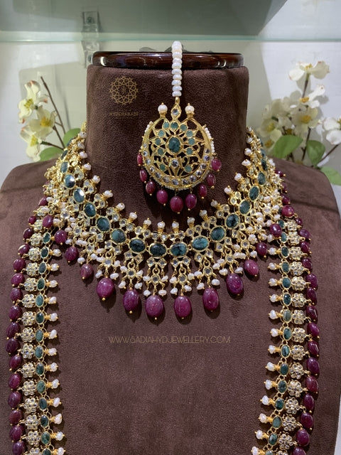 Tarmim Real Ruby Real Emerald Bridal Set