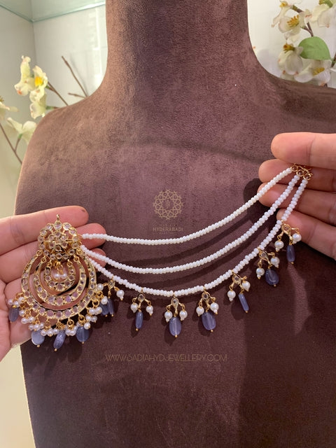 Taskeen Blue Chandbali with Sahara