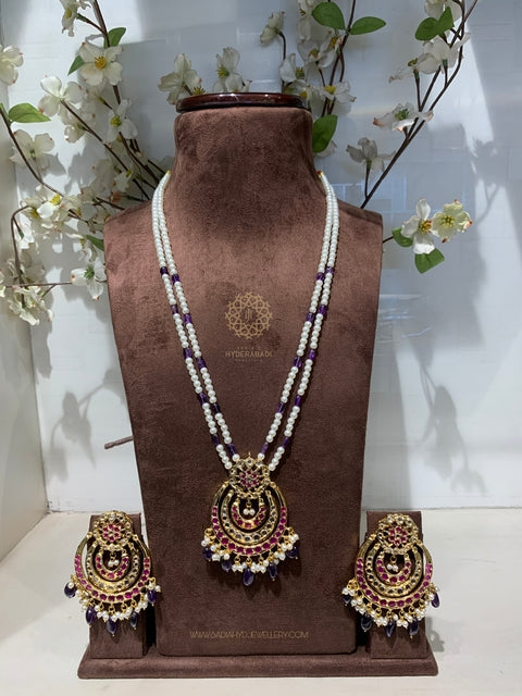 Taskeen Red Purple Pendant Set