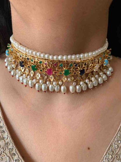 Tuba Multicolored Choker with Double Jhumki