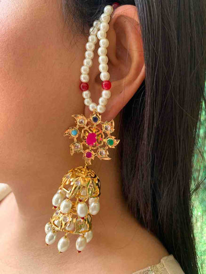 Tuba Multicolored Choker with Double Jhumki