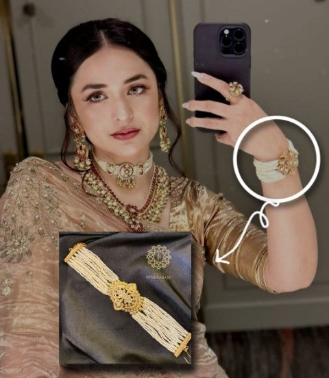 Yumna Zaidi White Jadau Bracelet