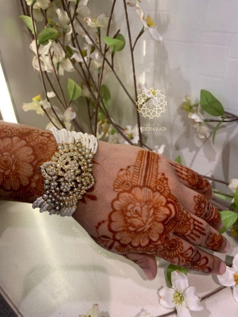 Yumna Zaidi White Jadau Bracelet