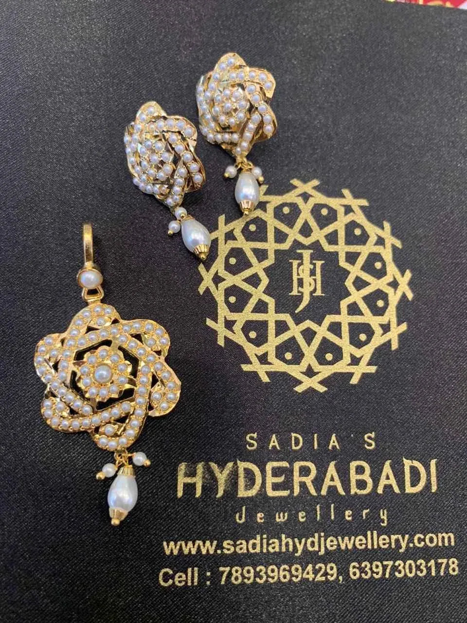 Mehreen White Pendant Set with Matching Earrings