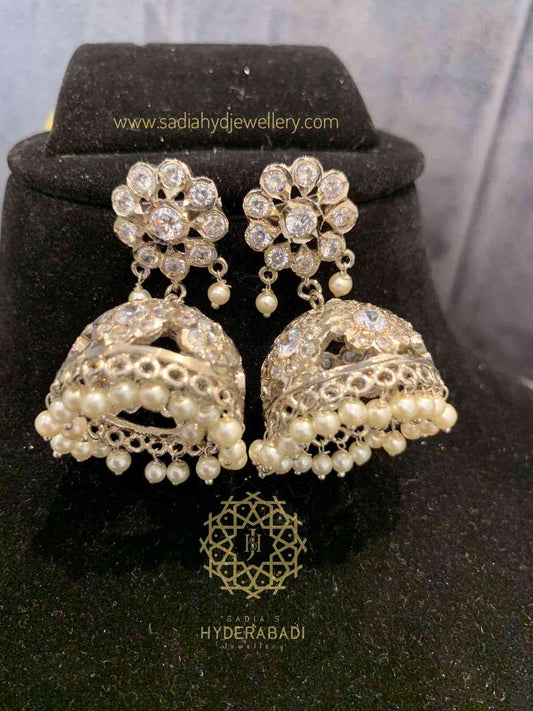 Nafsa Silver Plated Jhumki