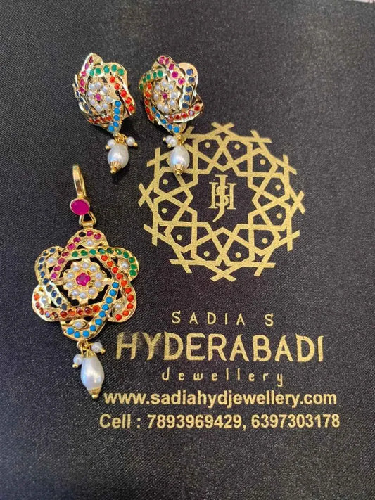 Mehreen Multicolor Pendant Set with Matching Earrings