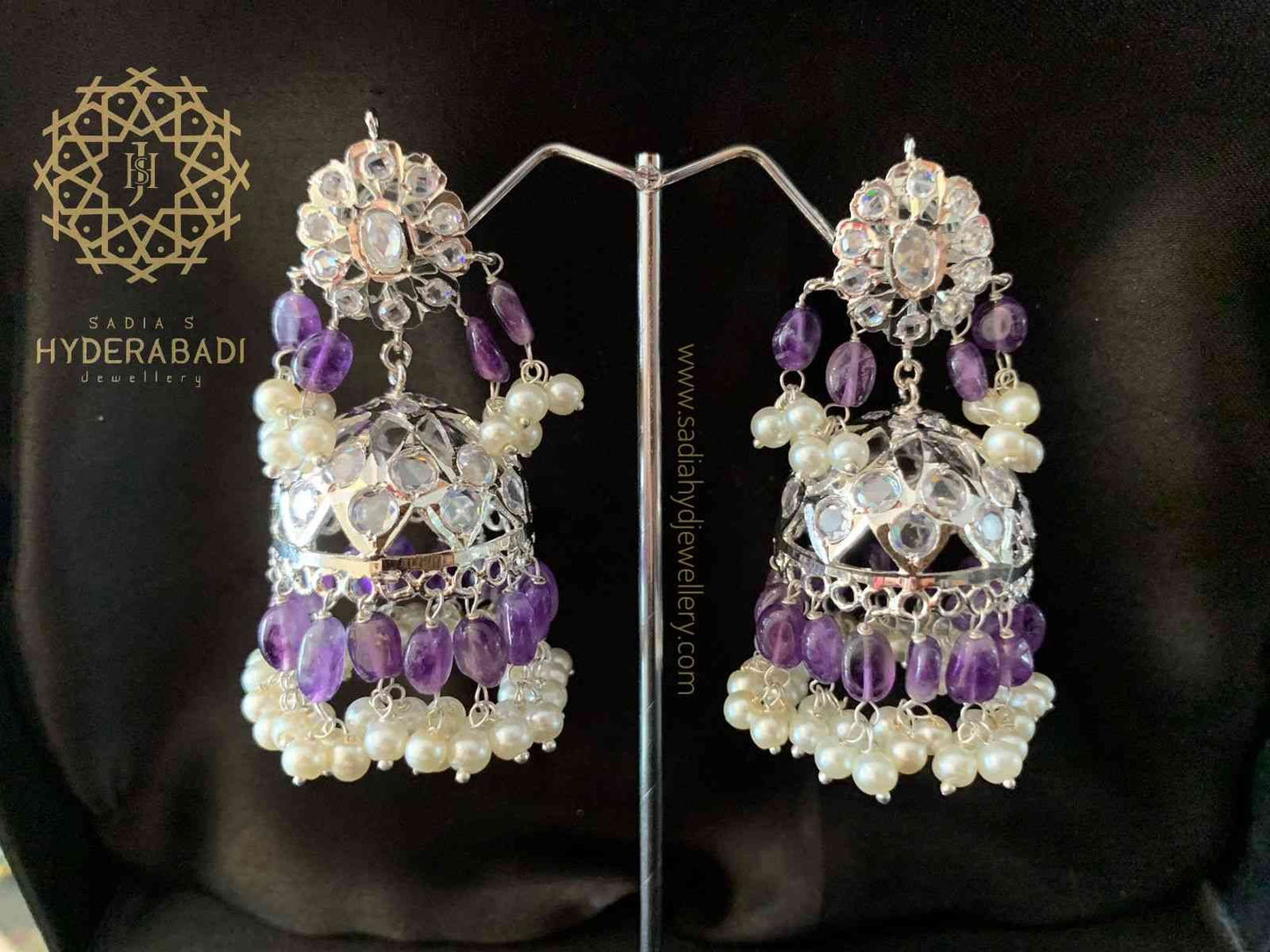 Naaz Real Amethyst Jhumki