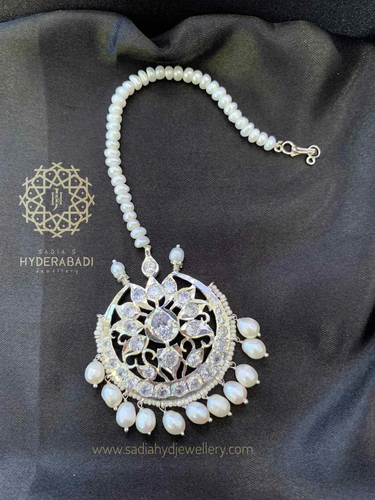 Husna Real Pearl Silver Plated Tika