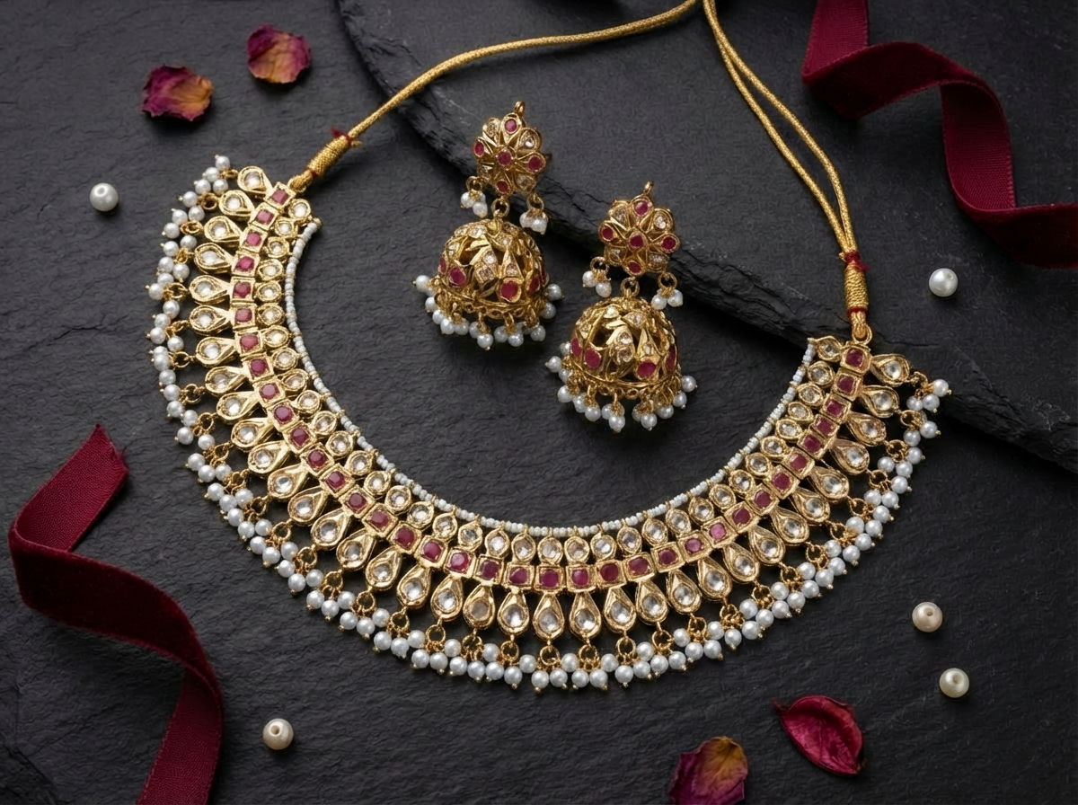 Fariha Red Necklace Set