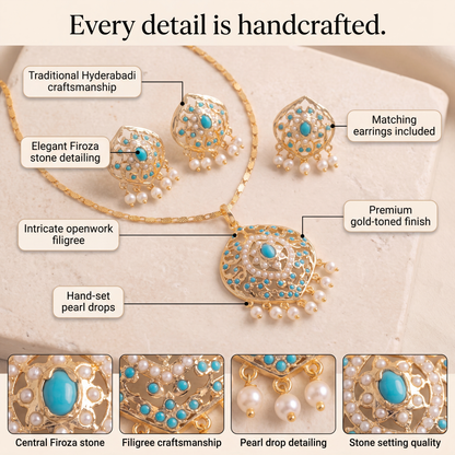 Arqam Firoza Pendant Set