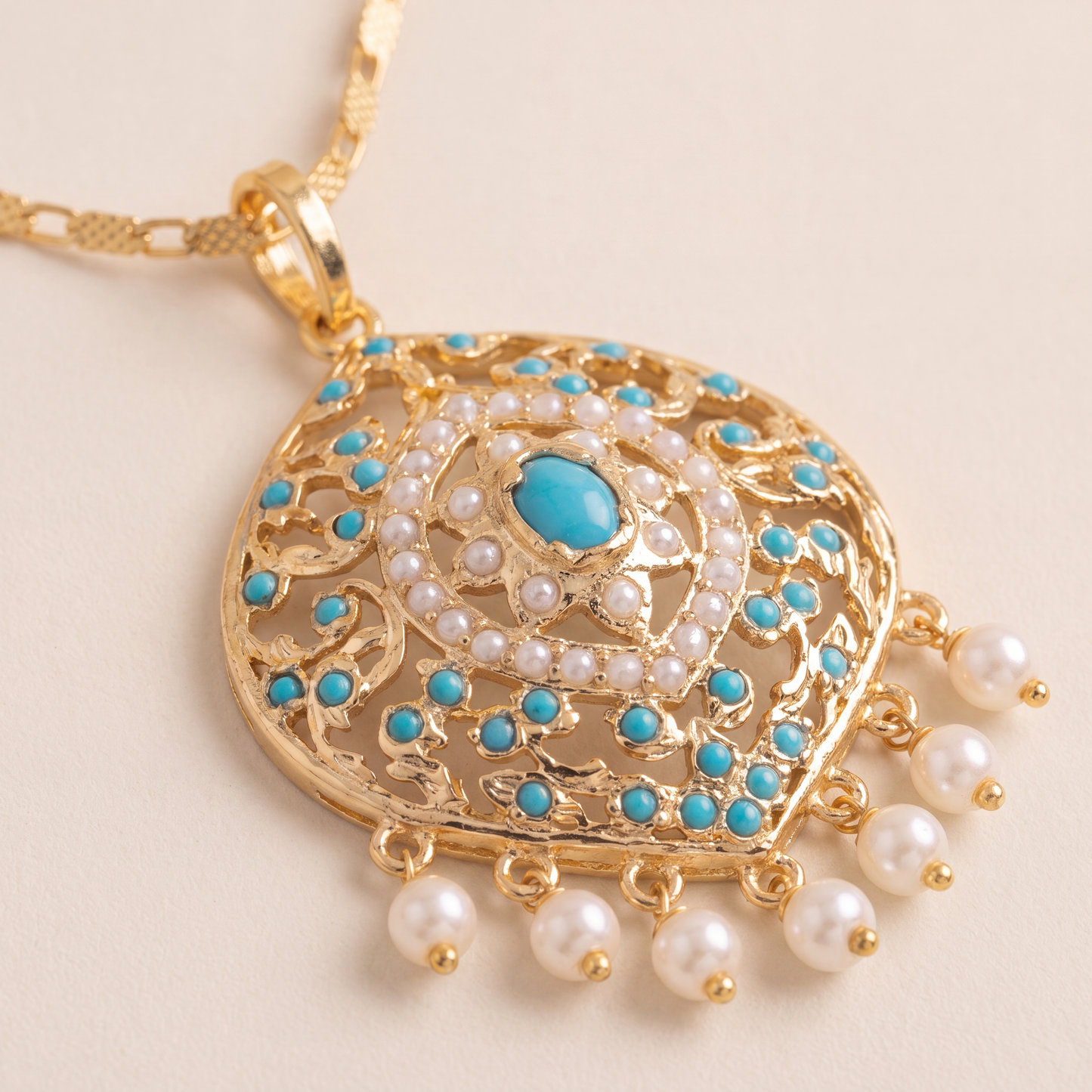 Arqam Firoza Pendant Set