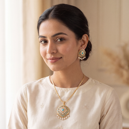 Arqam Firoza Pendant Set