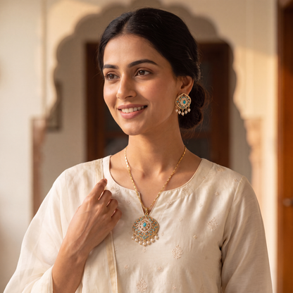 Arqam Firoza Pendant Set