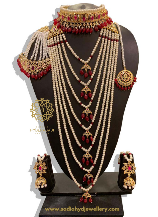 Mahvish Red White Bridal Set