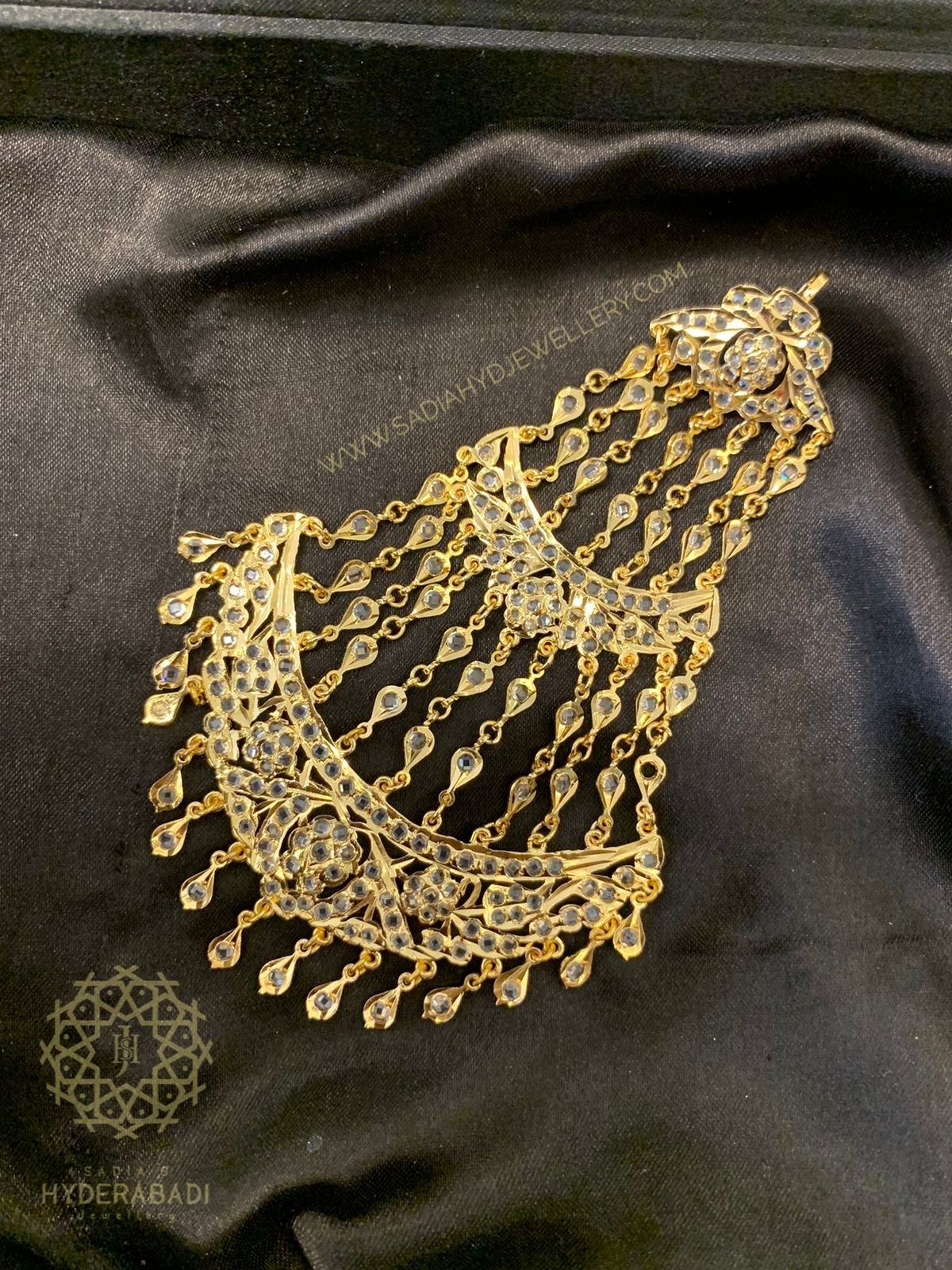 Antique gold jhoomar passa with dangling pearls | D2C Sale