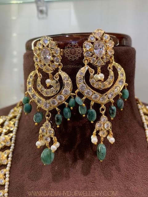 Mahira Real Emerald Real Pearl Earrings