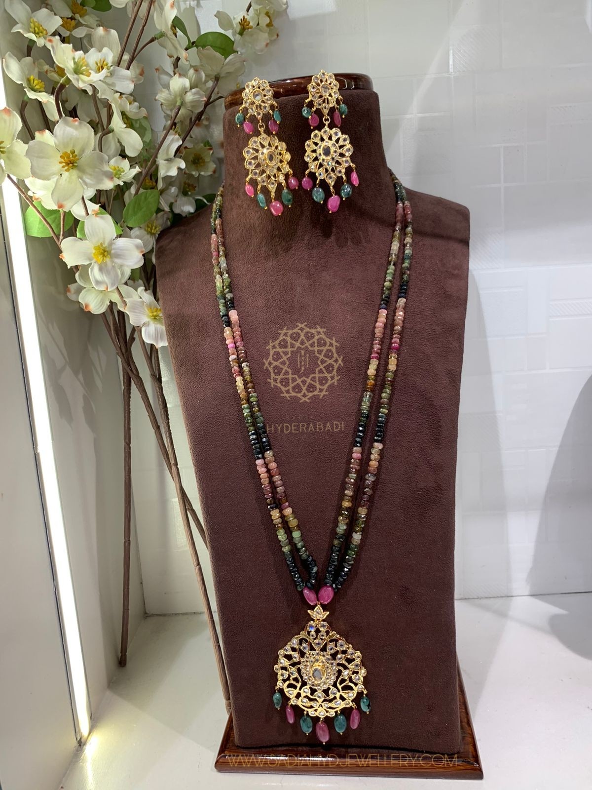 Alizeh Multi Colour Real Beads Pendant Set