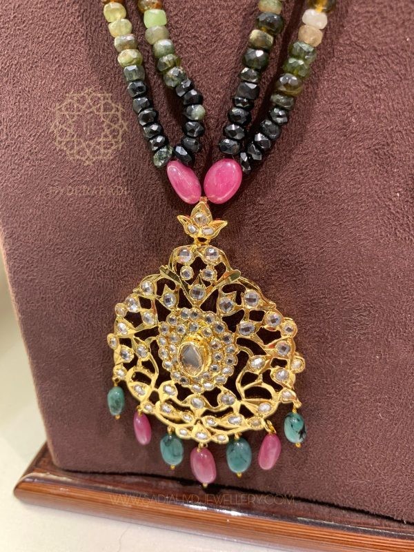 Alizeh Multi Colour Real Beads Pendant Set