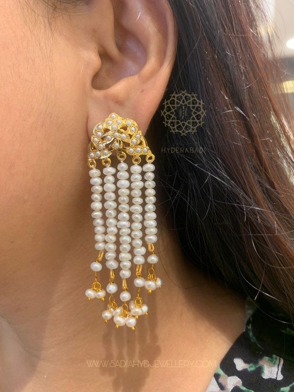 Dilnaz White Real Pearl Jhumar Earring