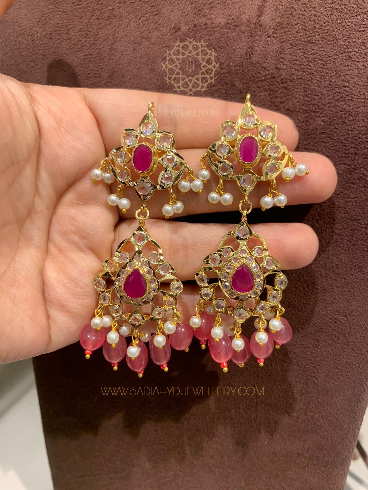 Shagufta Pink Earrings
