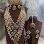 Shagufta Red Real Emerald Bridal Set