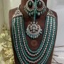 Altamash Real Emerald Silver Plated Bridal Set