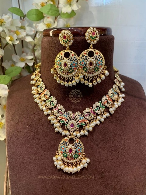 Rifa Multi Colour Jadau Necklace Set